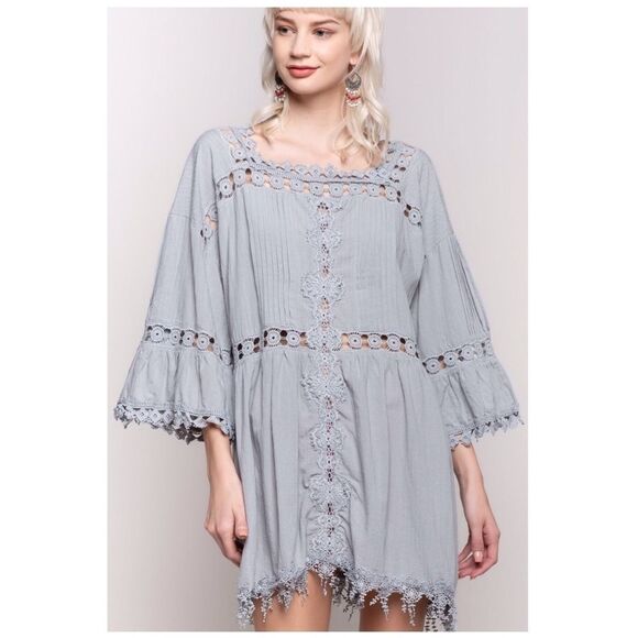 woven Tunic Dress with lace - Picture 12 of 14